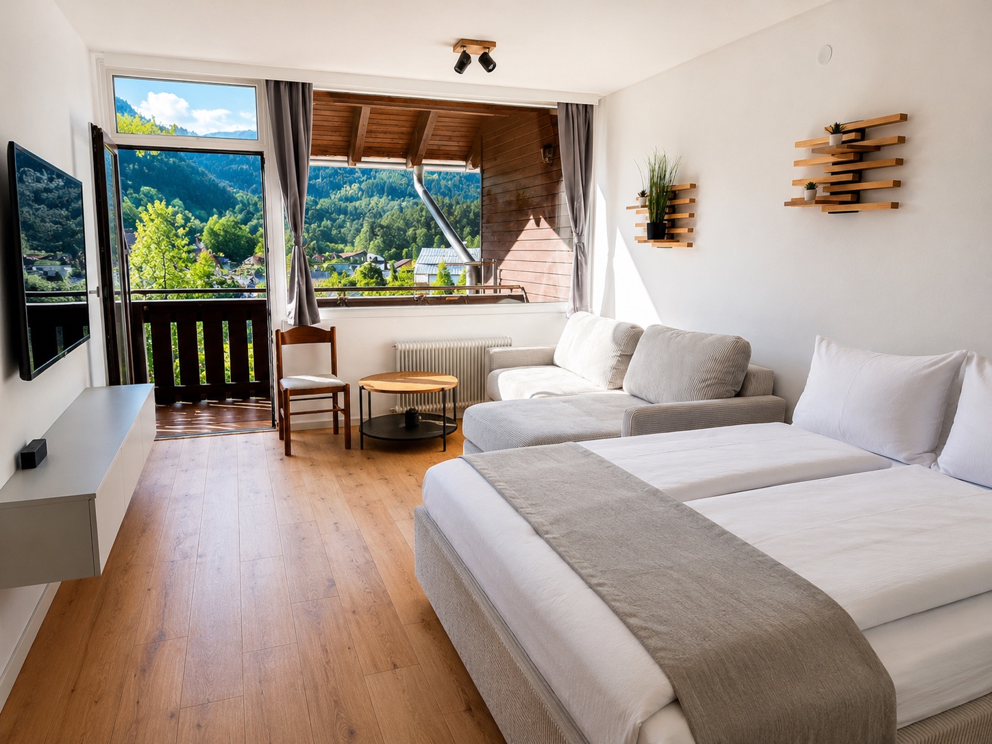 Schlafzimmer mit Bergblick