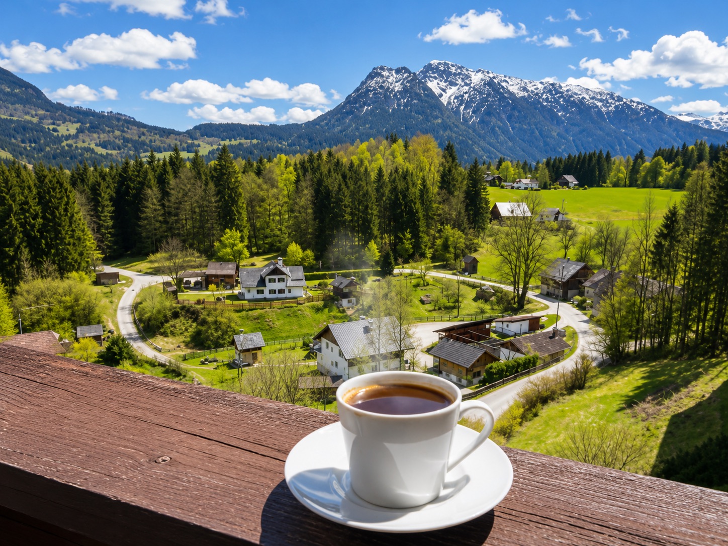 Kaffee mit Bergpanorama